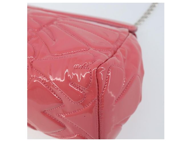 Miu Miu Sac à épaule à chaîne Cuir verni Rose Argent - vue 9
