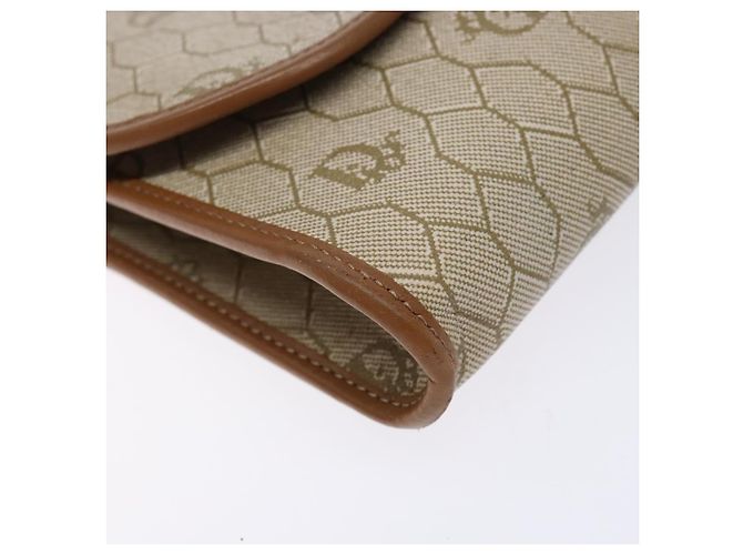Christian Dior Sac à épaule en toile nid d'abeille PVC Beige Or - vue 14