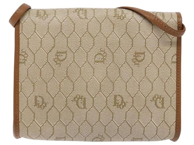 Christian Dior Sac à épaule en toile nid d'abeille PVC Beige Or - vue 2