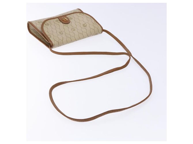 Christian Dior Sac à épaule en toile nid d'abeille PVC Beige Or - vue 7