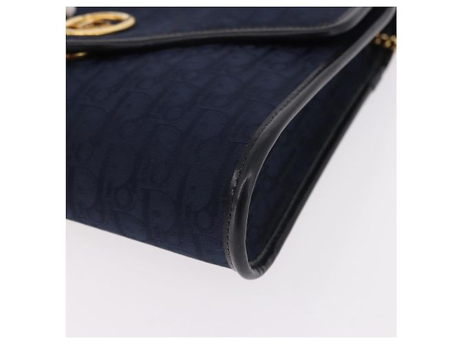 Christian Dior Trotter Canvas Chain Shoulder Bag Navy Gold - vista 11