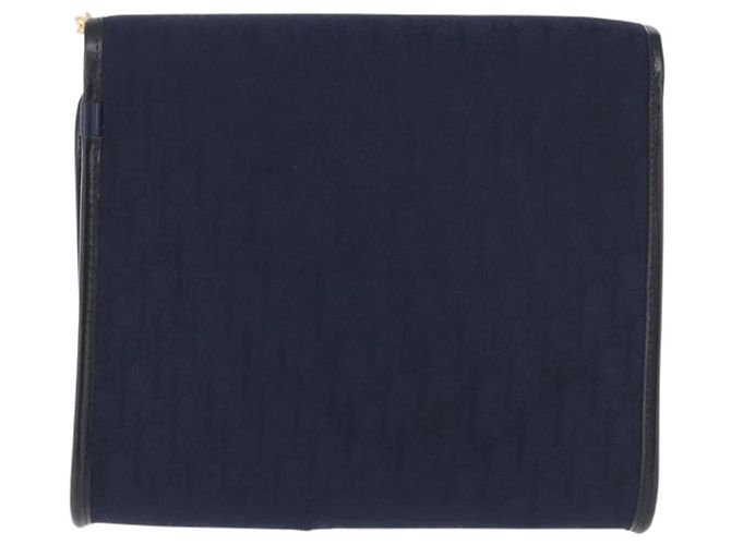 Christian Dior Trotter Canvas Chain Shoulder Bag Navy Gold - vista 3