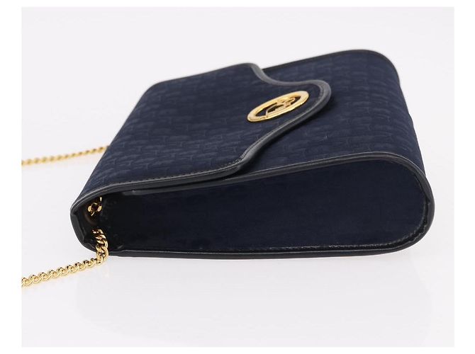 Christian Dior Trotter Canvas Chain Shoulder Bag Navy Gold - vista 5