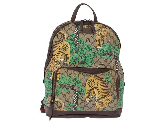 GUCCI GG Supreme Web Sherry Line Backpack PVC Bengal Beige 428027 - vista 2