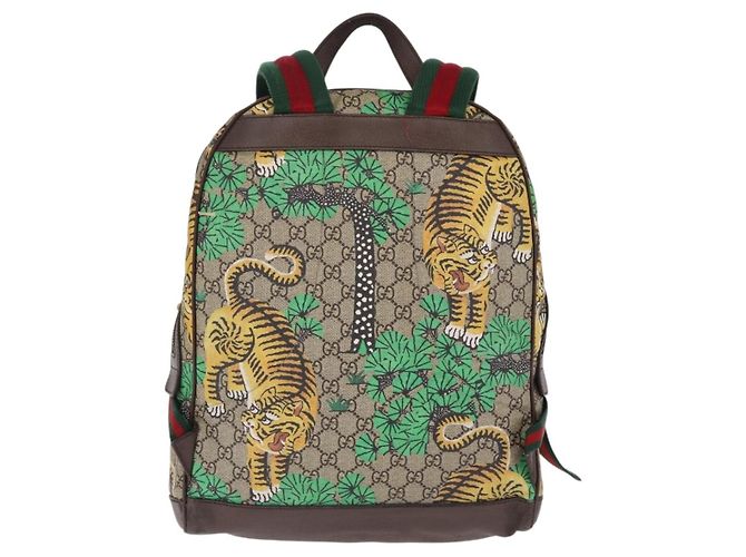 GUCCI GG Supreme Web Sherry Line Backpack PVC Bengal Beige 428027 - vista 3