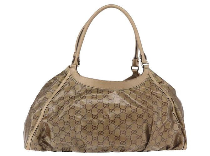 GUCCI GG Crystal Hand Bag Coated Canvas Gold 189835 - vista 2