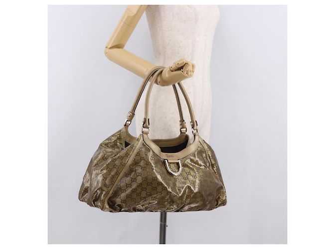 GUCCI GG Crystal Hand Bag Coated Canvas Gold 189835 - vista 22