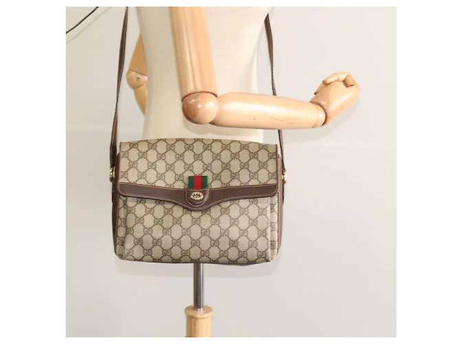 GUCCI GG Supreme Web Sherry Line Bag PVC Beige Gold 904 02 084 - vista 23