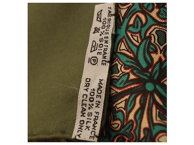 Hermès HERMES Carre 90 Scarf  ART des STEPPES  Silk Khaki - vista 13