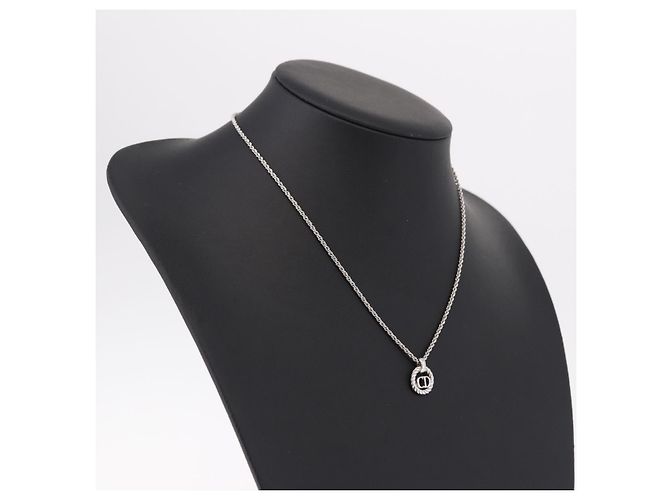 Christian Dior Rope Circle Logo Halskette Metall Silber - Ansicht 15