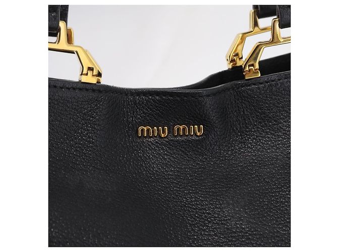 Miu Miu Tote Bag Leder Schwarz Gold - Ansicht 19