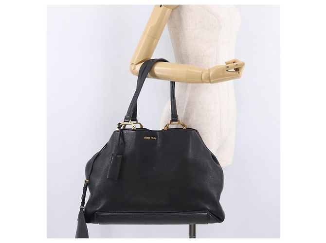 Miu Miu Tote Bag Leder Schwarz Gold - Ansicht 28