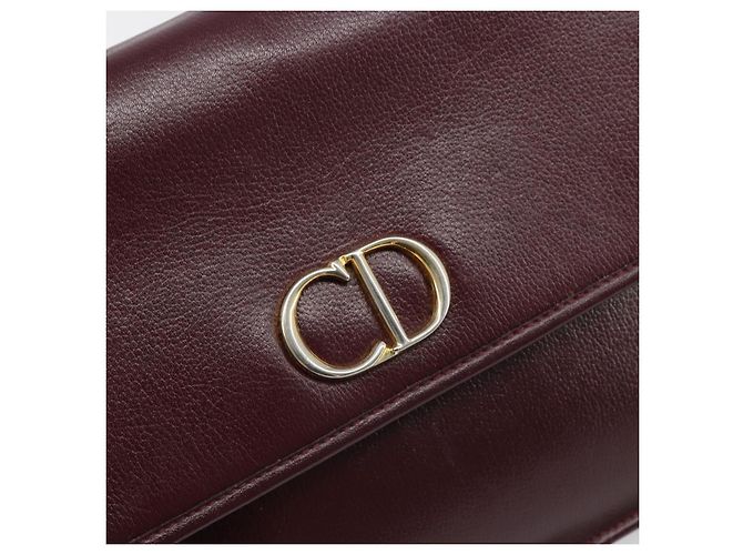 Christian Dior Shoulder Bag Leather Bordeaux Gold - vista 17