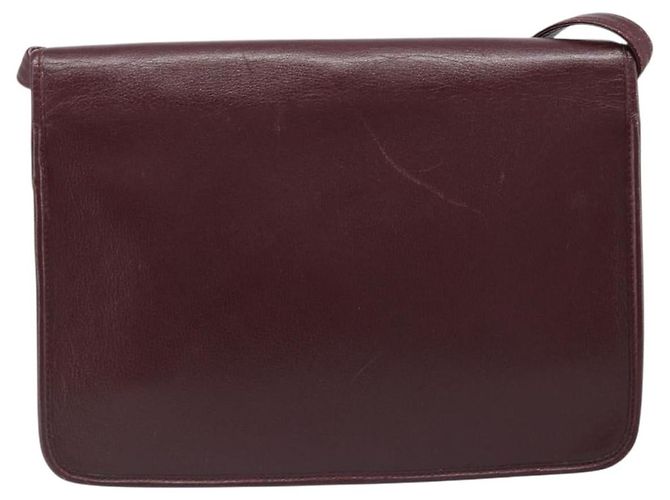 Christian Dior Shoulder Bag Leather Bordeaux Gold - vista 2