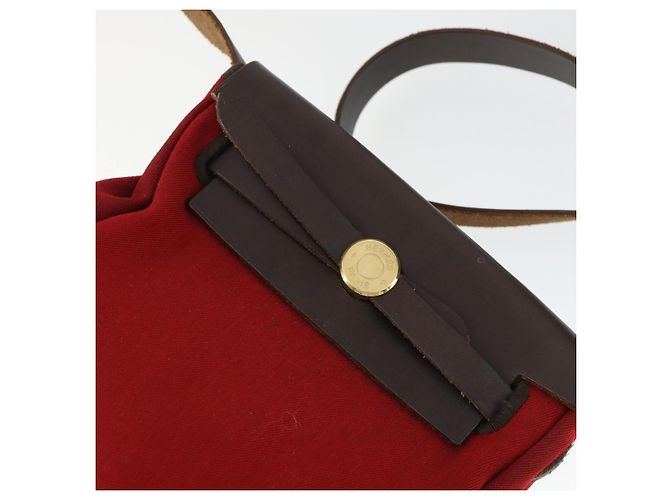 Hermès HERMES Her Bag TPM Schultertasche Canvas Rot - Ansicht 18