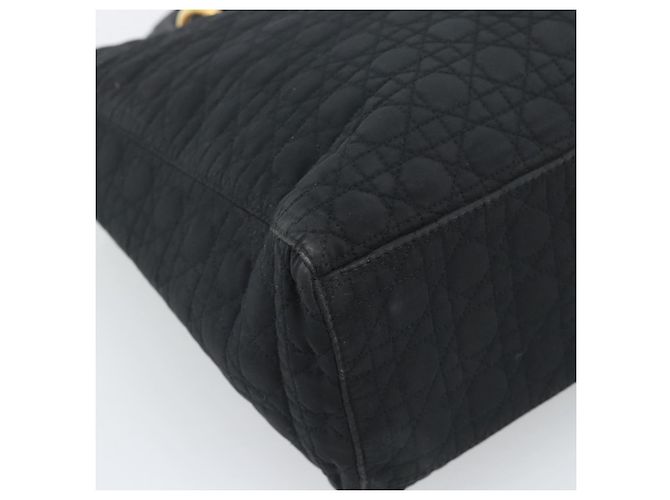 Christian Dior Lady Dior Canage Sac à Main Canvas Black Gold - vue 16