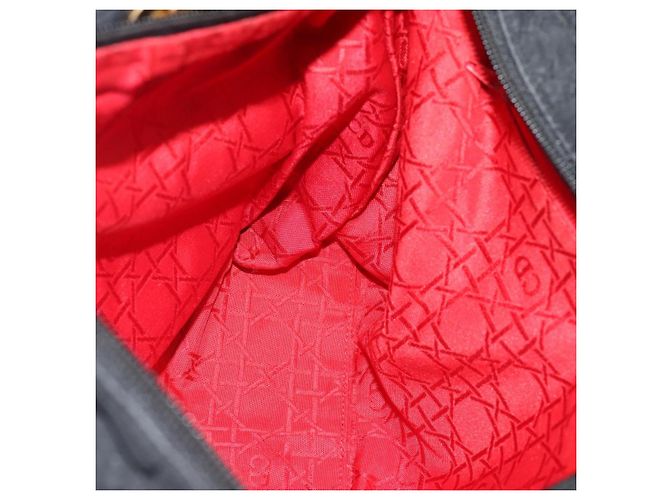 Christian Dior Lady Dior Canage Sac à Main Canvas Black Gold - vue 19