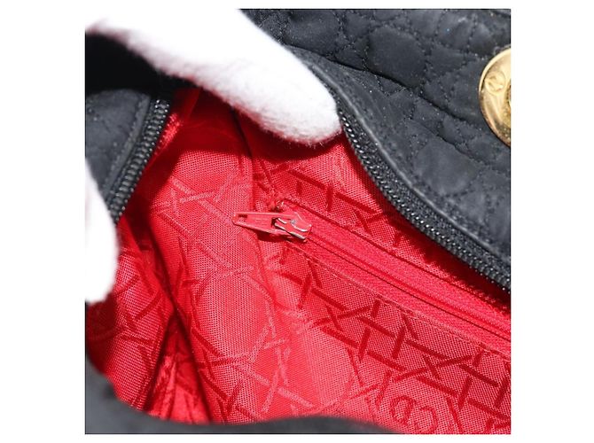 Christian Dior Lady Dior Canage Sac à Main Canvas Black Gold - vue 20