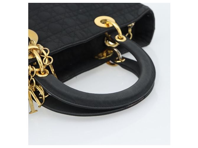 Christian Dior Lady Dior Canage Sac à Main Canvas Black Gold - vue 7