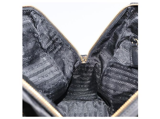 PRADA Bolsa de ombro com corrente em couro preto e dourado - vista 10