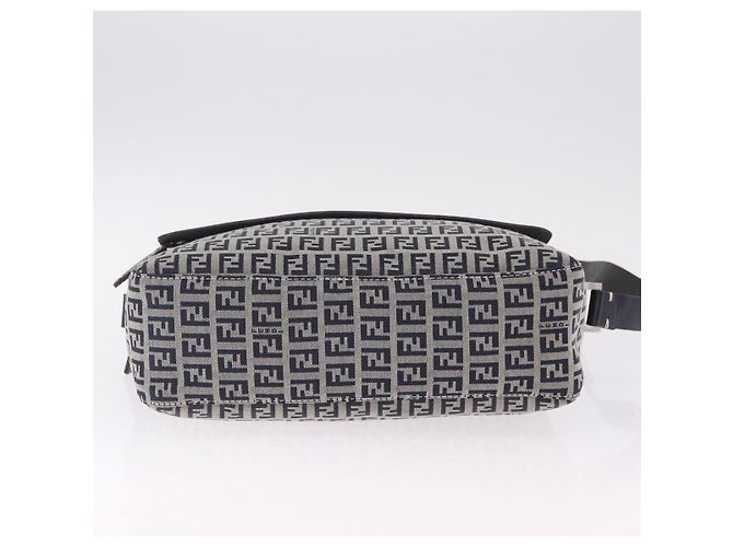 FENDI Zucchino Canvas Shoulder Bag Navy Silver - vista 12