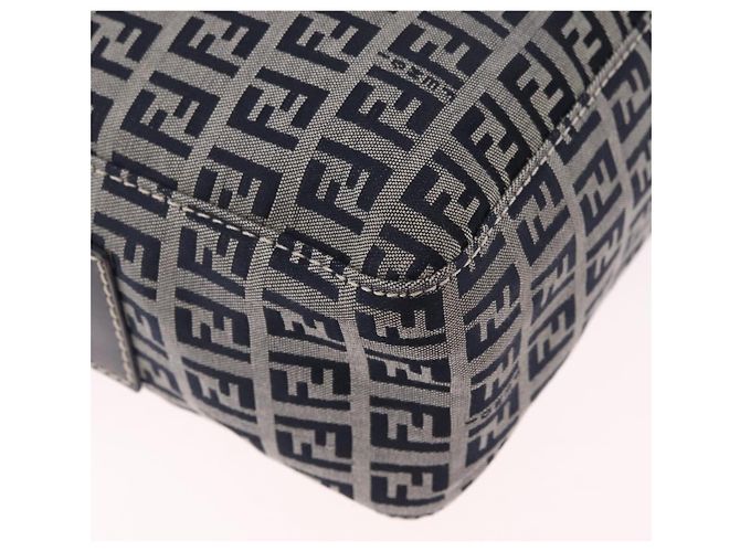 FENDI Zucchino Canvas Shoulder Bag Navy Silver - vista 15