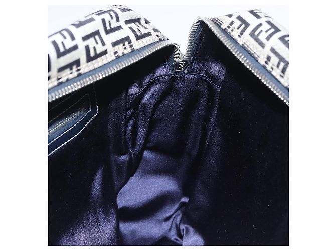 FENDI Zucchino Canvas Shoulder Bag Navy Silver - vista 20