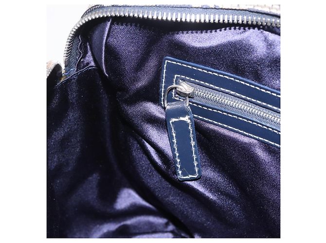 FENDI Zucchino Canvas Shoulder Bag Navy Silver - vista 22