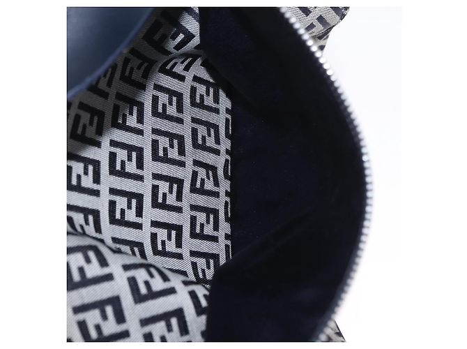 FENDI Zucchino Canvas Shoulder Bag Navy Silver - vista 26