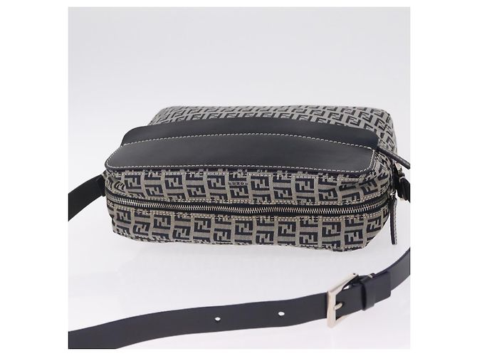 FENDI Zucchino Canvas Shoulder Bag Navy Silver - vista 6