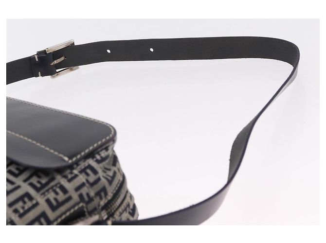 FENDI Zucchino Canvas Shoulder Bag Navy Silver - vista 8