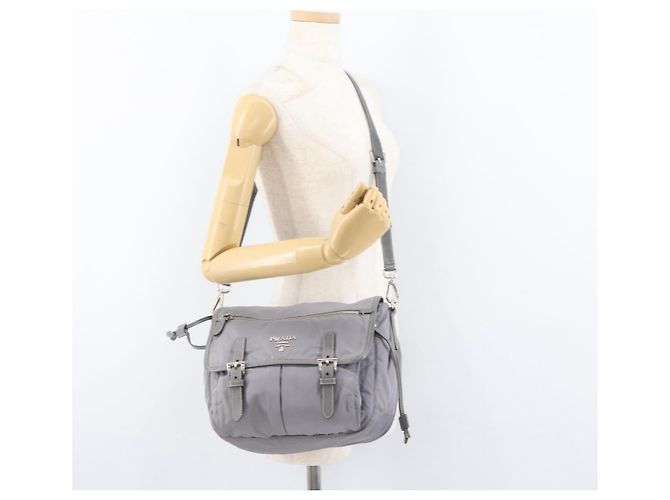 PRADA Shoulder Bag Nylon Gray Silver - vista 12