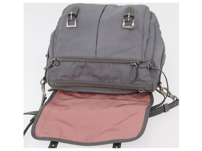 PRADA Shoulder Bag Nylon Gray Silver - vista 22