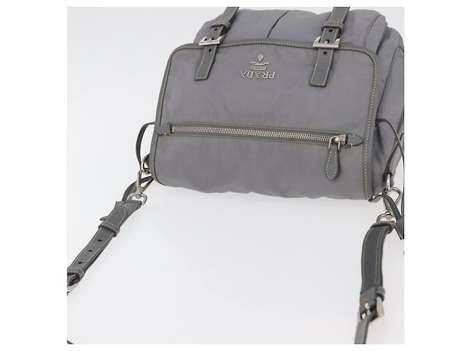 PRADA Shoulder Bag Nylon Gray Silver - vista 4