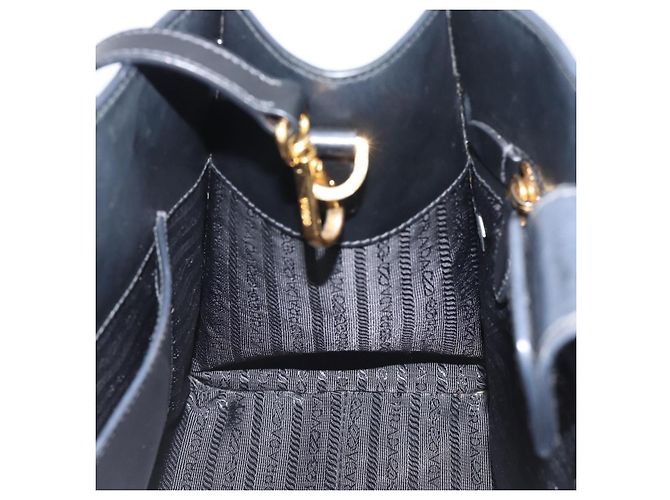 PRADA Hand Bag Safiano Leather 2way Black Gold - vista 21