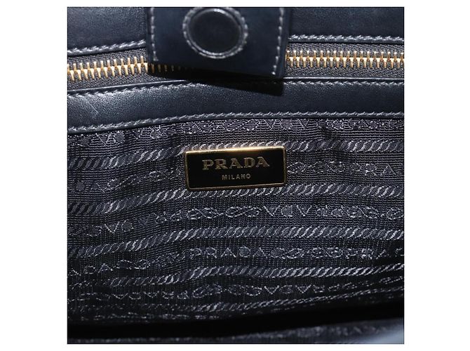 PRADA Hand Bag Safiano Leather 2way Black Gold - vista 22