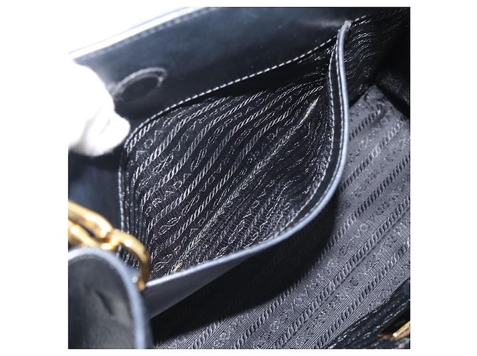 PRADA Hand Bag Safiano Leather 2way Black Gold - vista 25