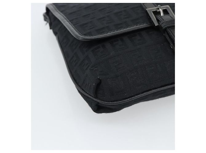 FENDI Zucchino Canvas Shoulder Bag Black Silver - vista 11