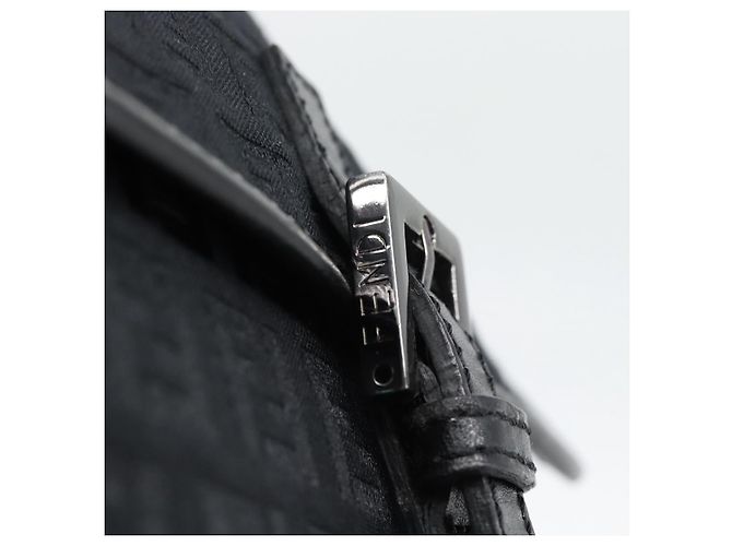 FENDI Zucchino Canvas Shoulder Bag Black Silver - vista 14