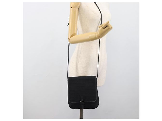 FENDI Zucchino Canvas Shoulder Bag Black Silver - vista 23