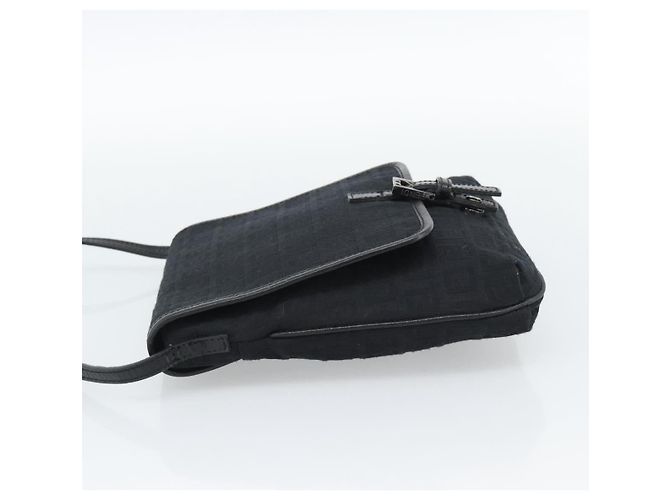 FENDI Zucchino Canvas Shoulder Bag Black Silver - vista 4