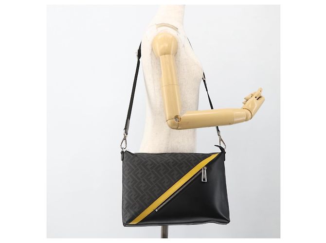 FENDI Zucca Canvas Shoulder Bag PVC Black Silver - vista 23