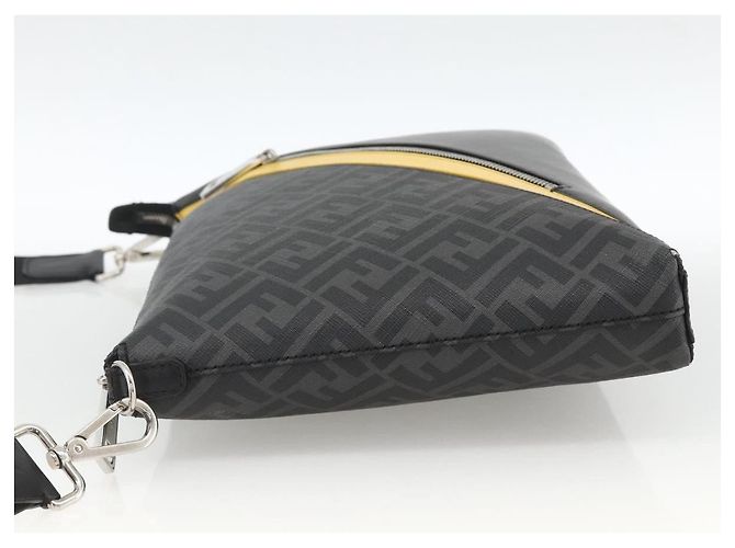 FENDI Zucca Canvas Shoulder Bag PVC Black Silver - vista 3