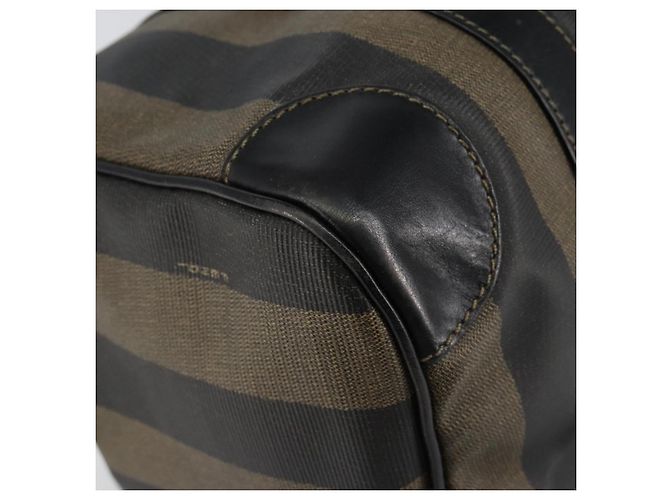 FENDI Pecan Canvas Boston Bag PVC Black Brown gold - vista 16