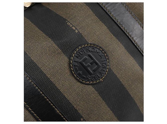 FENDI Pecan Canvas Boston Bag PVC Black Brown gold - vista 17