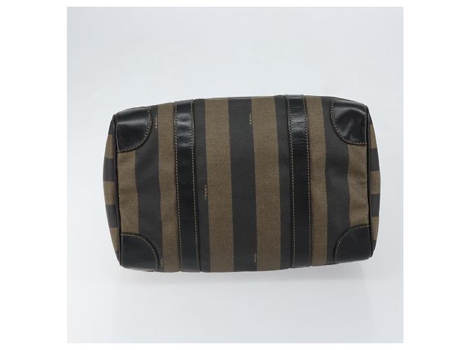 FENDI Pecan Canvas Boston Bag PVC Black Brown gold - vista 5