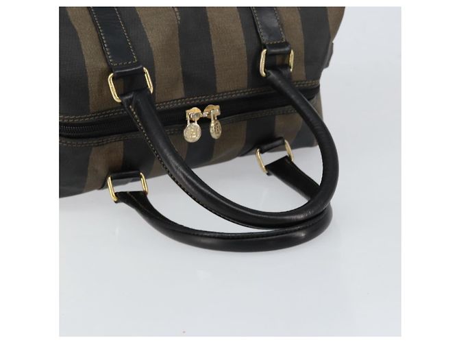 FENDI Pecan Canvas Boston Bag PVC Black Brown gold - vista 7