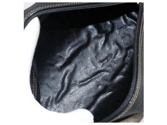 FENDI Pochette en toile Pecan PVC Noir Marron or - vue 11