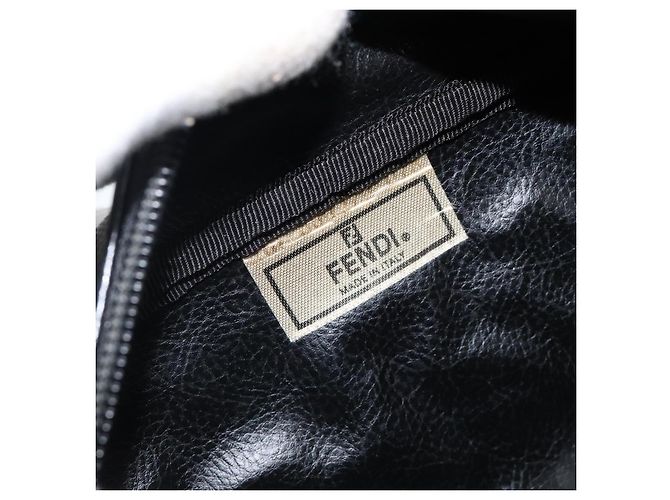 FENDI Pochette en toile Pecan PVC Noir Marron or - vue 12