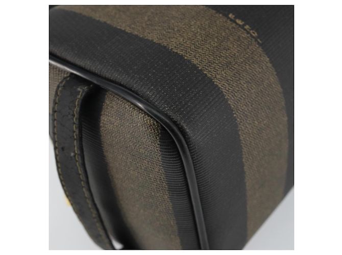 FENDI Pochette en toile Pecan PVC Noir Marron or - vue 14